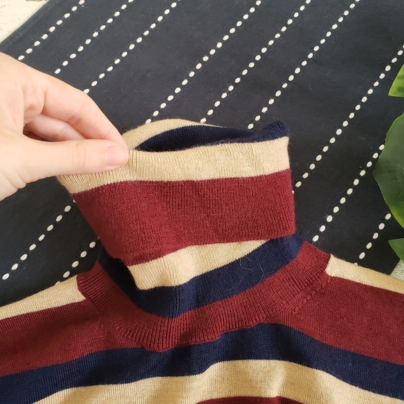 J.Crew 365 Merino Wool Striped Turtleneck Sweater Size Extra Small - Picture 4 of 7